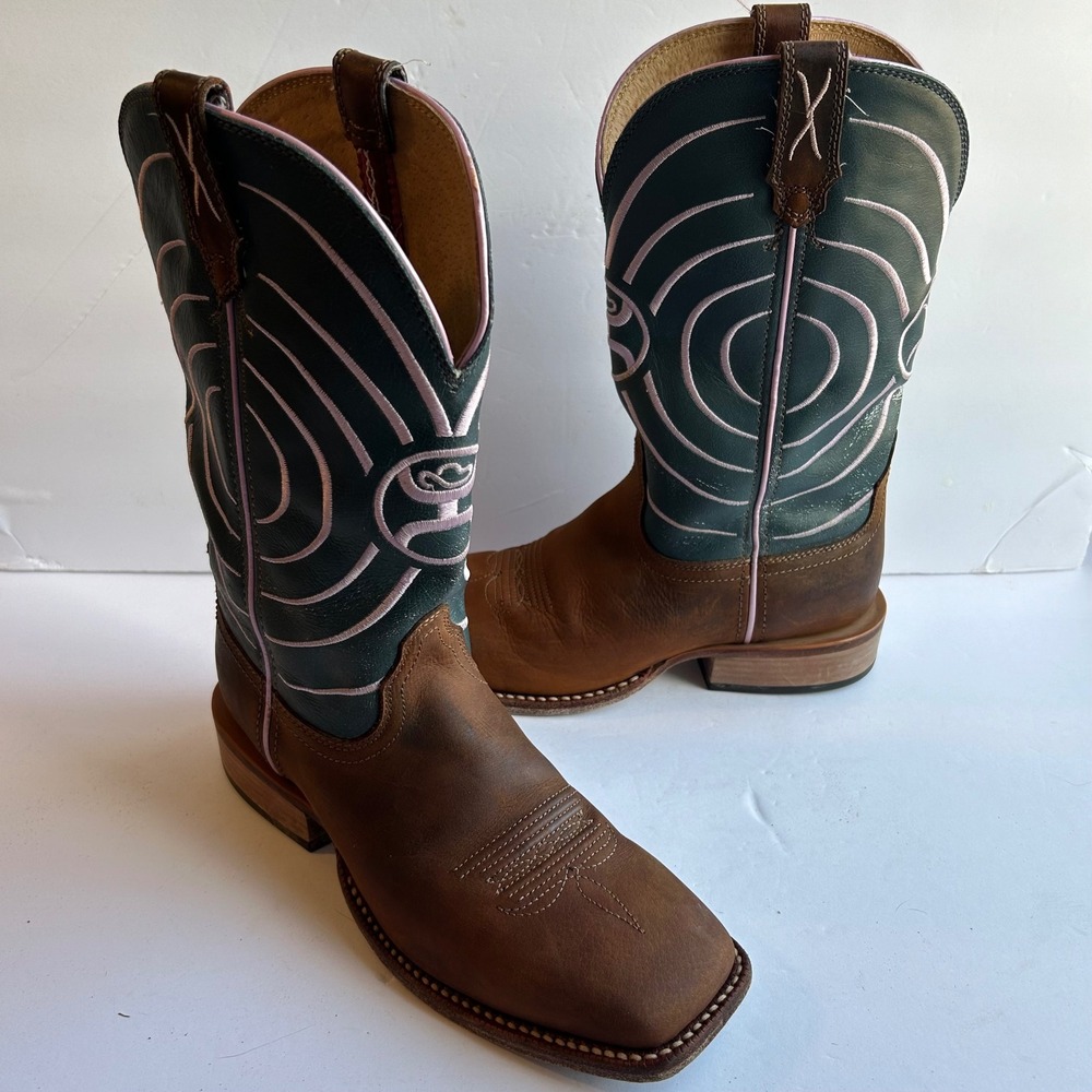 Twisted X Hooey Western‎ Cowgirl Cowboy Boots Women Brown Square Toe Sample 10.5